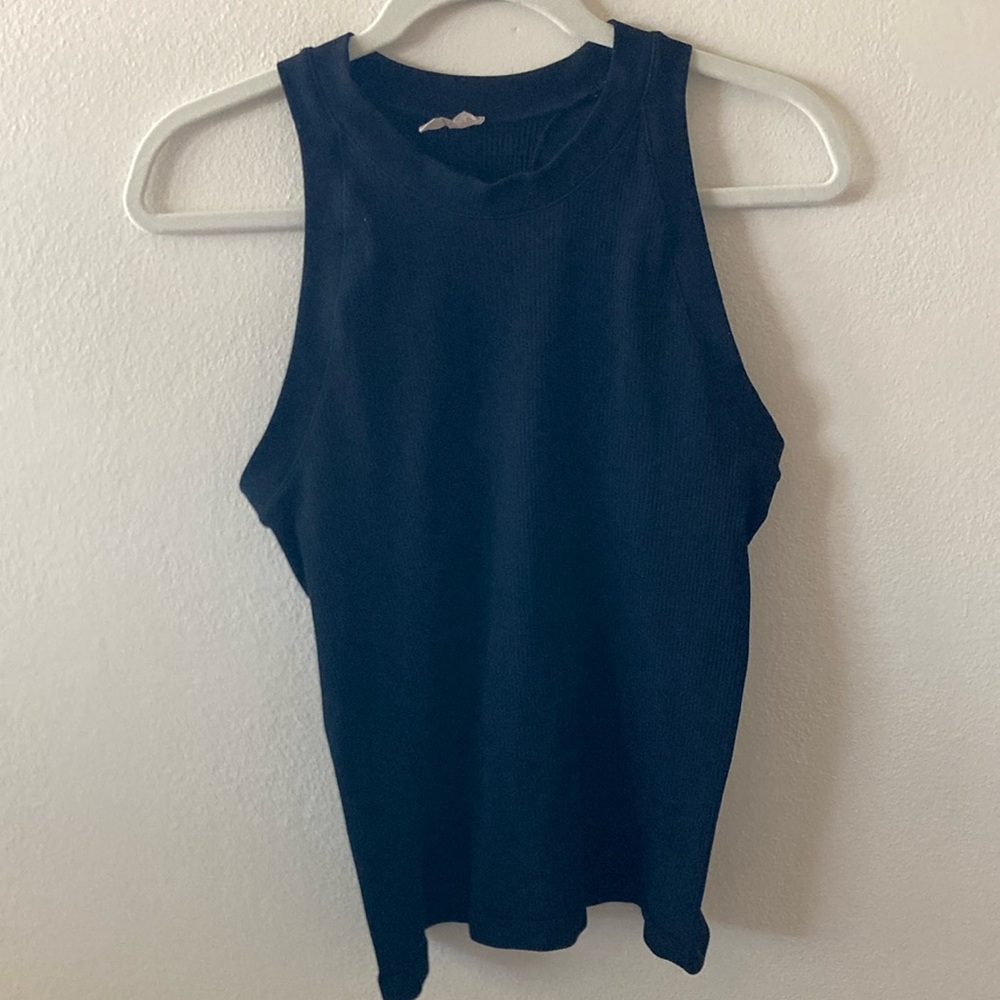 Athleta ribbed black racer back tank large